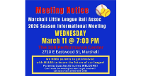 Marshall Little League Meeting This Week!